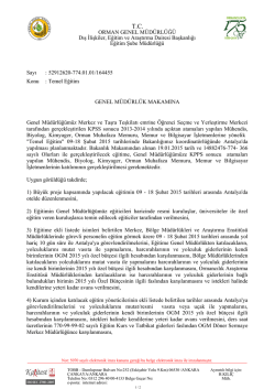 Eğitimi Oluru - Orman Genel M&uuml;d&uuml;rl&uuml;ğ&uuml;