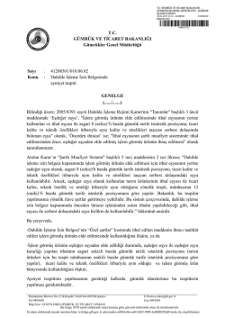 Dahilde İşleme İzin B - T.C. G&uuml;mr&uuml;k ve Ticaret Bakanlığı