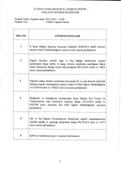 İl İnsan Hakları Kurulu Ocak Ayı Toplantı Gündemi