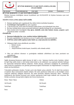 Glukagon Uyarı Testi Aydınlatılmış Onam Formu