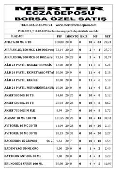 Fiyat Listesi İndir - merter ecza deposu