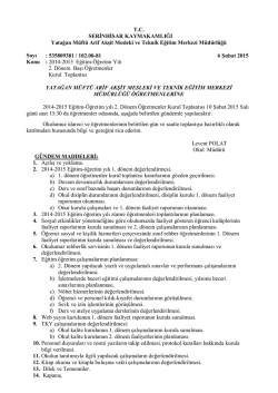 2014-2015 Eğitim &ouml;ğretim yılı 2. d&ouml;nem başı kurul g&uuml;ndemini