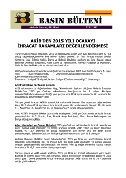 akib`den 2015 yılı ocakayı ihracat rakamları değerlendirmesi