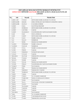 ORTAHİSAR MESLEKİ EĞİTİM MERKEZİ M&Uuml;D&Uuml;RL&Uuml;Ğ&Uuml; ŞUBAT