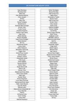 SDE AKADEMİ İZMİR M&Uuml;LAKAT LİSTESİ Muradiye Eser