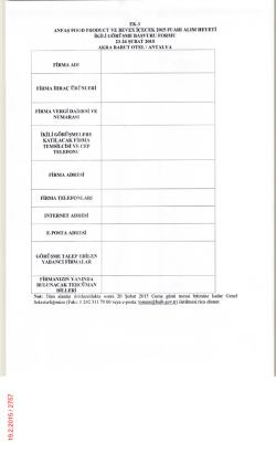 İkili g&ouml;r&uuml;şme başvuru formu ve Alım heyeti listesi