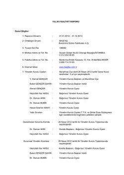 1- Raporun D&ouml;nemi : 01.01.2014