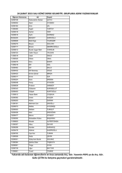 Yukarıda adı bulunan &ouml;ğrencilerin en kısa zamanda Arş. G&ouml;r