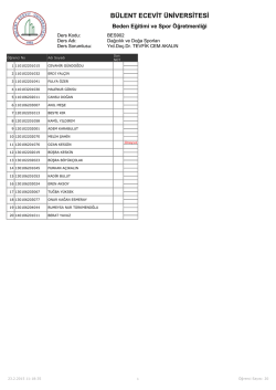 Şube 6 - Bülent Ecevit Üniversitesi Beden Eğitimi ve Spor Yüksek