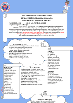 özel sefa anaokulu haftalık bilgi yaprağı sevgili anneciğim ve