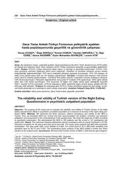 Gece Yeme Anketi-T&uuml;rk&ccedil;e Formunun psikiyatrik