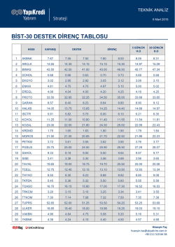 BİST-30 DESTEK DİRENÇ TABLOSU