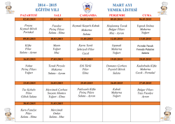 Mart Ayı Yemek Listesi