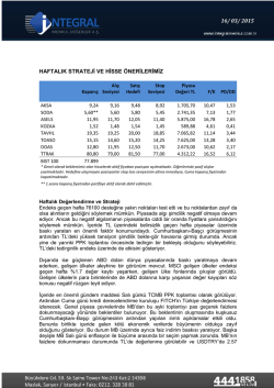 haftalık strateji ve hisse &ouml;nerilerimiz 23/ 03/ 2015