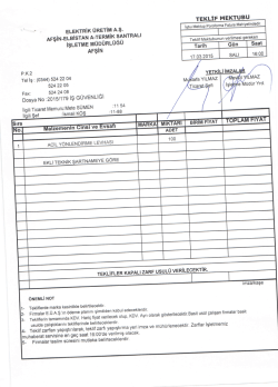 Teknik Şartname - Afşin-Elbistan A Termik Santrali