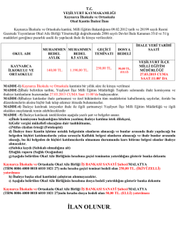 İLAN OLUNUR. - Yeşilyurt İl&ccedil;e Milli Eğitim M&uuml;d&uuml;rl&uuml;ğ&uuml;