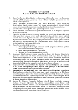 1 YEDİTEPE &Uuml;NİVERSİTESİ BAŞARI BURSU BELİRLEME