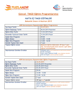 G&uuml;ncel TMGD Eğitim Programlarımız
