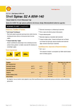 Page 1 Tipik Fiziksel Özellikler Bu değerler mevcut üretimin tipik