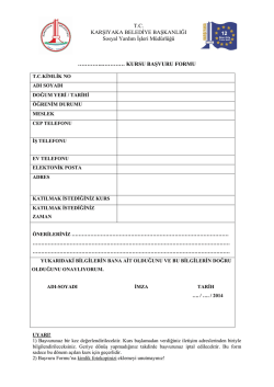KURSU BAŞVURU FORMU TC KARŞIYAKA BELEDİYE
