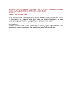AK&Ccedil;ANSA &Ccedil;IMENTO SANAYI VE TICARET A.S. 24.03.2015