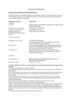 &Ccedil;ankaya Belediye Başkanlığı Fen İşleri M&uuml;d&uuml;rl&uuml;ğ&uuml; Lastik Alım