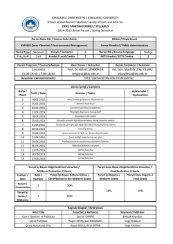 KMY603 Ders Tanıtım Formu