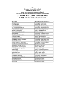 27 MART 2015 CUMA SAAT: 16.00`DA