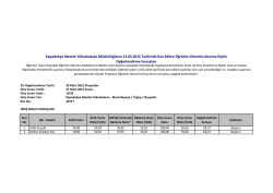 12 Mart 2015 Tarihinde İlan Edilen Diyaliz programı &Ouml;ğretim