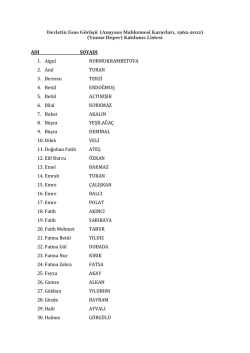 ADI SOYADI 1. Aigul NURMUKHAMBETOVA 2. Anıl TURAN