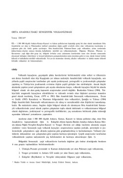 ORTA ANADOLU`DAKİ SENOZOYİK VOLKANİZMASI Volkanik