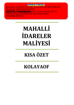 MAHALLİ İDARELER MALİYESİ