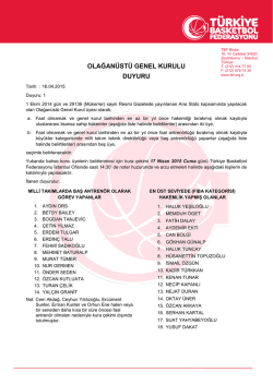 olağan&uuml;st&uuml; genel kurulu duyuru - T&uuml;rkiye Basketbol Federasyonu
