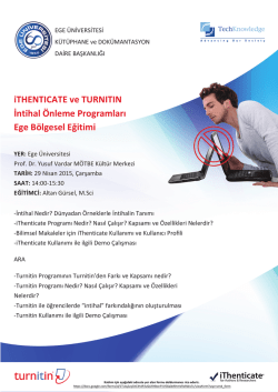 iTHENTICATE ve TURNITIN İntihal &Ouml;nleme Programları Ege