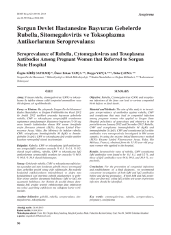Sorgun Devlet Hastanesine Başvuran Gebelerde Rubella