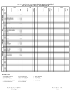 2014-2015 G&Uuml;Z YARIYILI HAFTALIK DERS PROGRAMI N. E. &Uuml;