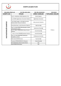 komite adı &uuml;yeler g&ouml;rev dağılımı toplanma aralığı komite &ccedil;alışma