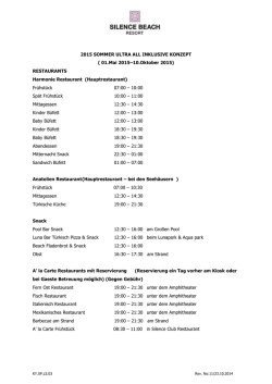 2015 SOMMER ULTRA ALL INKLUSIVE KONZEPT ( 01.Mai 2015