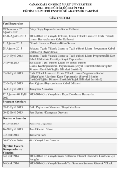 2013-2014 AKADEMİK TAKVİM - Eğitim Bilimleri Enstit&uuml;s&uuml;