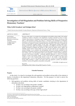 Investigation of Self-Regulation and Problem Solving Skills of