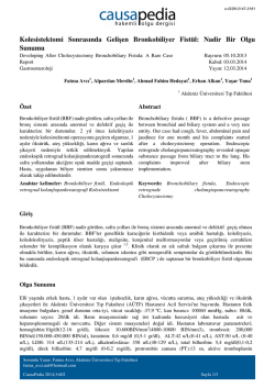 Kolesistektomi Sonrasında Gelişen Bronkobiliyer Fist&uuml;l