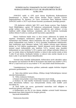 ilimize bağlı tekkek&ouml;y il&ccedil;esi yenib&uuml;y&uuml;kl&uuml; mahallesinde bulunan 2/b