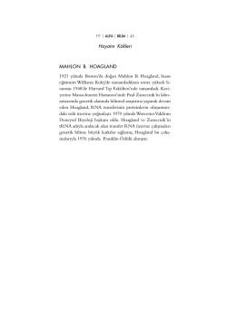 Hayatın K&ouml;kleri MAHLON B. HOAGLAND - - - - -