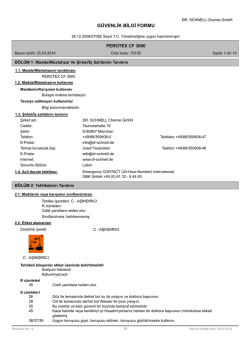 G&Uuml;VENLİK BİLGİ FORMU