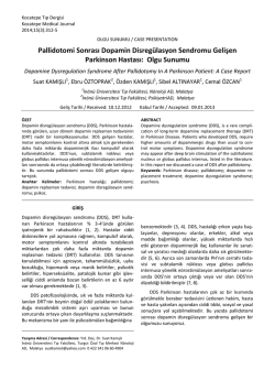 Pallidotomi Sonrası Dopamin Disregülasyon Sendromu Gelişen
