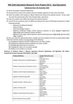 IND 2105 Operations Research Term Project (10 %