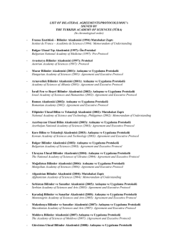 anlaşma &uuml;lkelerine - T&uuml;rkiye Bilimler Akademisi