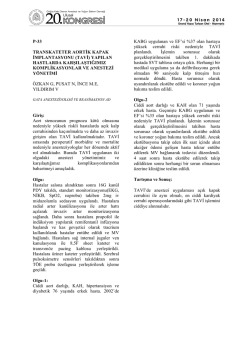 P-33 TRANSKATETER AORTİK KAPAK İMPLANTASYONU (TAVİ