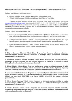 Enstit&uuml;m&uuml;z 2008-2009 G&uuml;z d&ouml;nemi Y&uuml;ksek Lisans ve Doktora