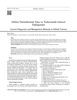 Orbita Tümörlerinin Tanı ve Tedavisinde Güncel Yaklaşımlar Current